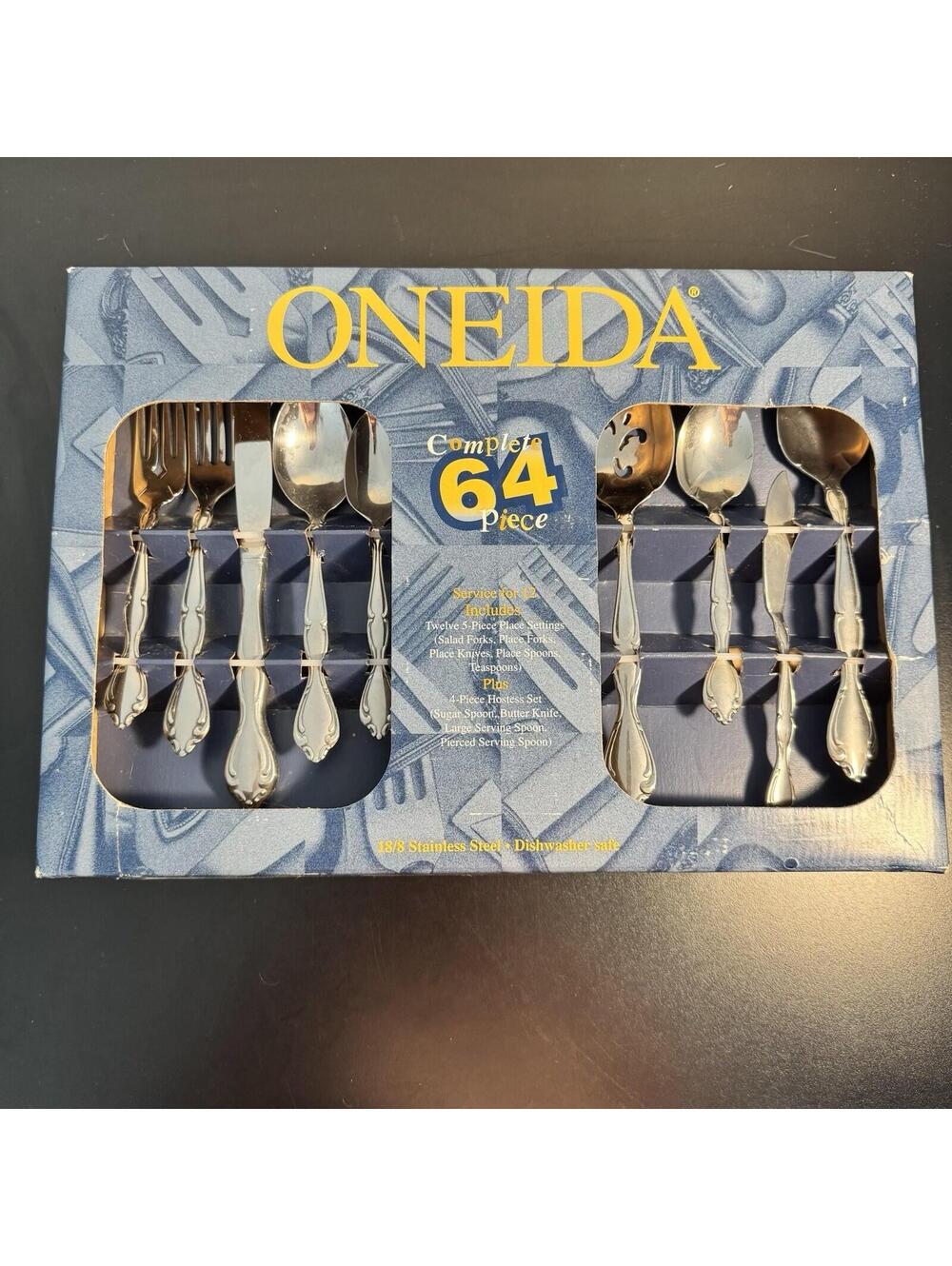 Set Of 64 Oneida Satin Cantata Stainless Steel Serving New In Box